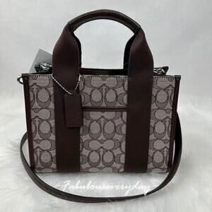 Coach Smith Tote Bag 24 Crossbody In Signature Jacquard In Oak/Maple CAR78 NWT